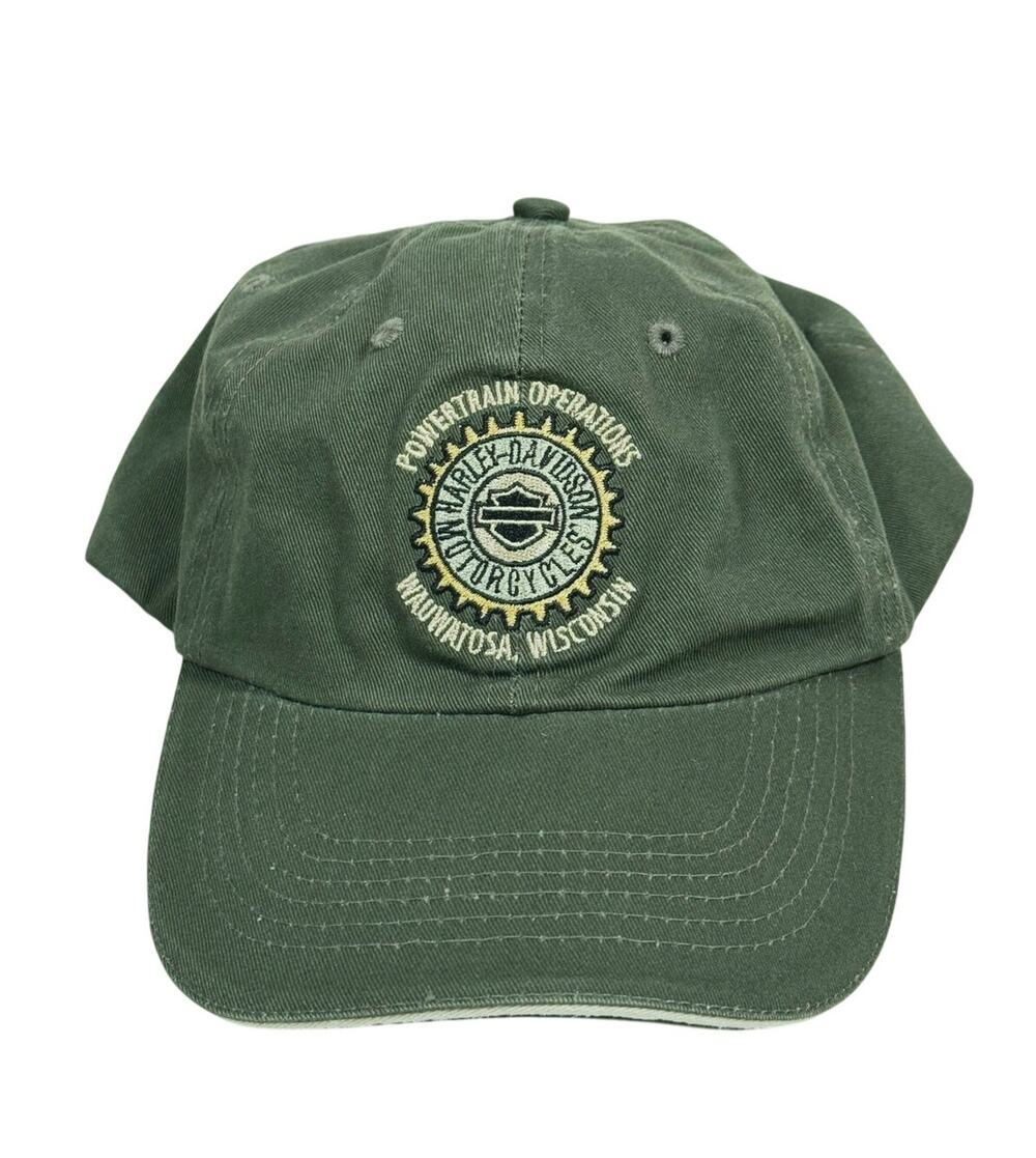 NWT Harley-Davidson Powertrain Operations Cap Adjustable Green Motorcycle Biker